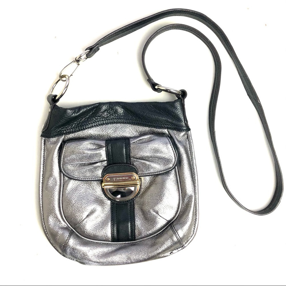 Rare! Adorable Bow on Black & Silver Crossbody Bag